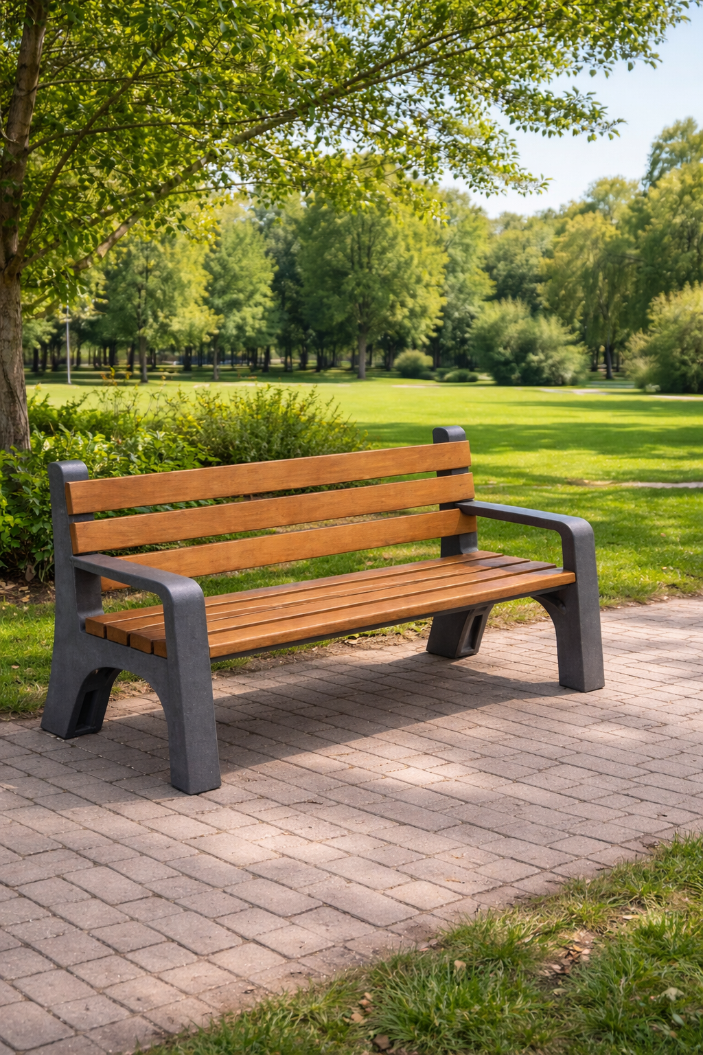 ספסל רחוב לחוץ משולב עץ ופלסטיק